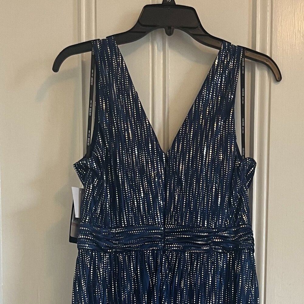 GUESS Metallic Blue Maxi Dress Size 10 NWT - Picture 4 of 6
